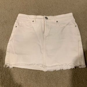 Express white denim mini skirt